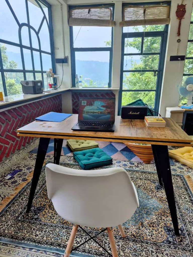 Work from home desk nook with mountain views